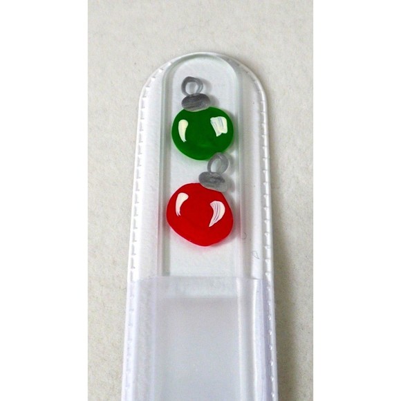 Glass Nail File Christmas Ornaments Czech Crystal Hand Painted Medium 5.5" - Picture 4 of 12
